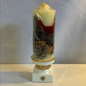 NEW Vintage 1978 Jasco Christmas Journey pillar candle and stand collectible 3D